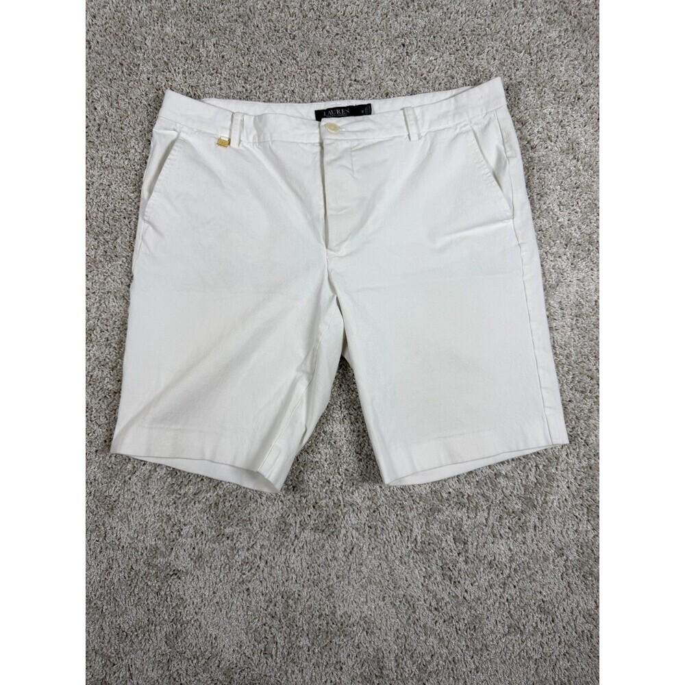 Lauren Ralph Lauren White Stretch Bermuda Shorts Women's Size 12 Cotton Blend